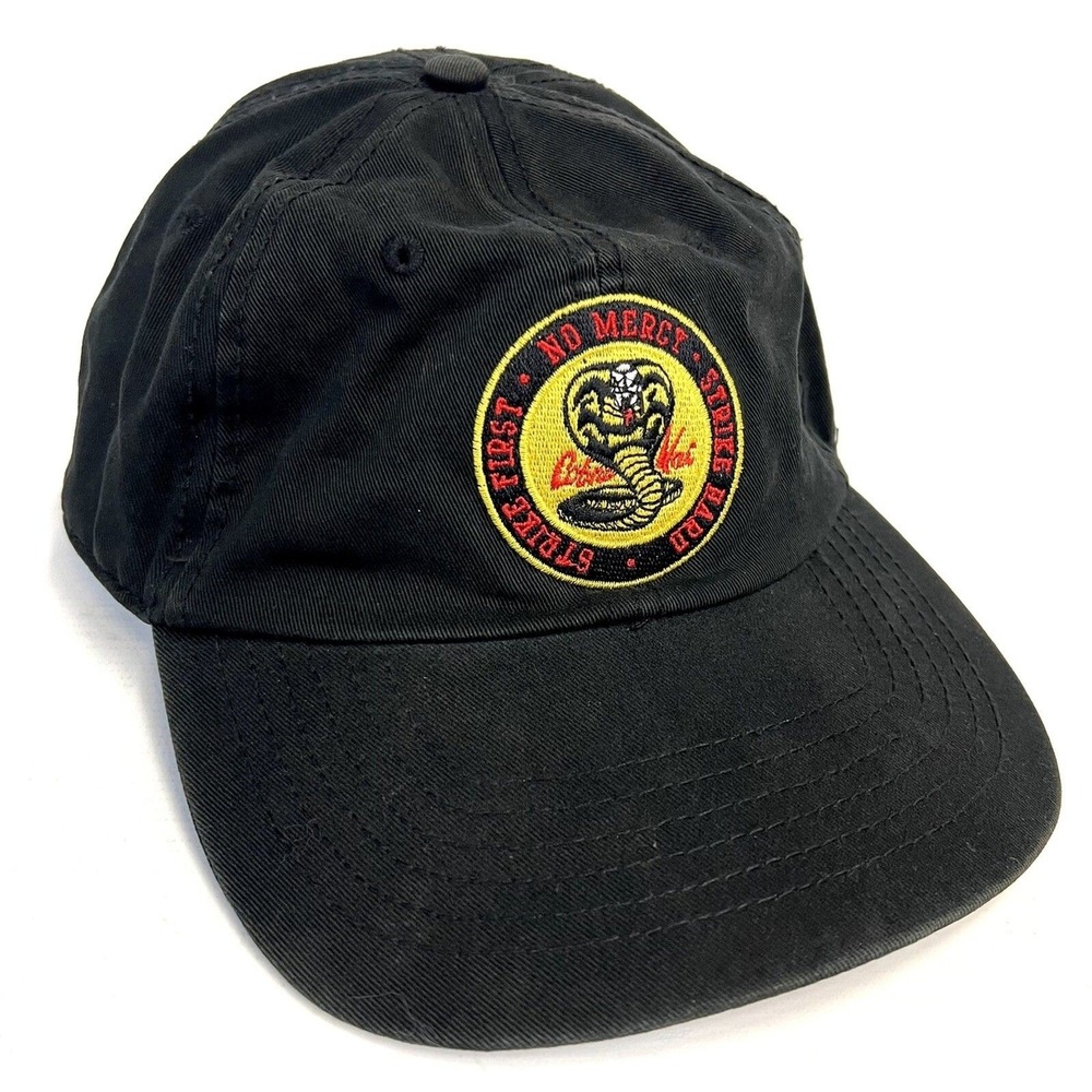 Cobra Kai Hat Strapback Black Pop Culture 80's Karate Kid Patch No Mercy